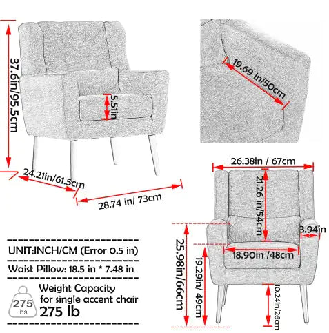 Comfortable Upholstered Lounge Chair with Pillows