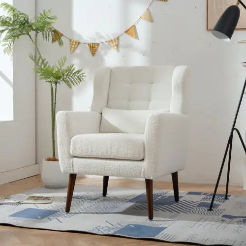 Modern Upholstered Chairs, Teddy Fabric White