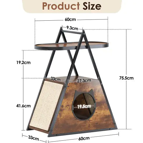 Wood Cat Condo Black Vintage Pet Furniture