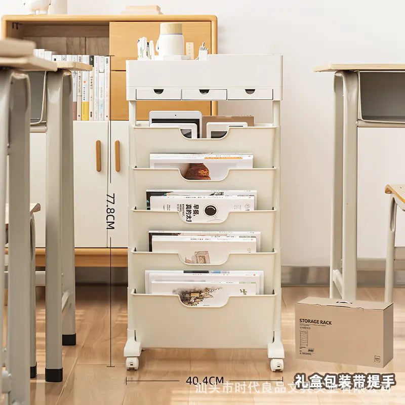 Mobile Plastic Desk Edge Bookshelf and Organizer