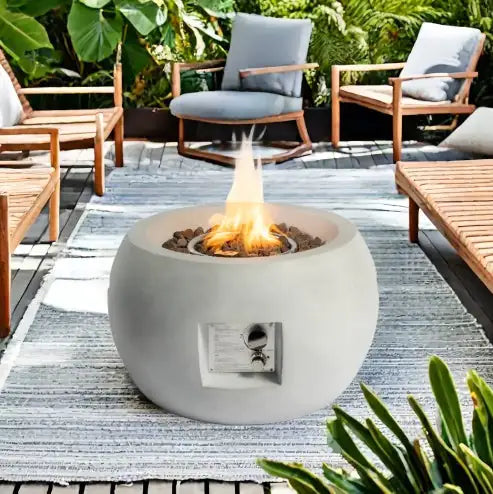 Sleek 24-inch Outdoor Fire Pit with Lava Rocks
