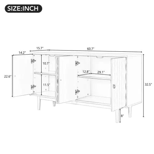 Modern 4-door Sideboard With Convex Doors