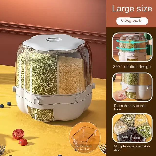 Large 360° Rotating Food Storage Container for Kitchen