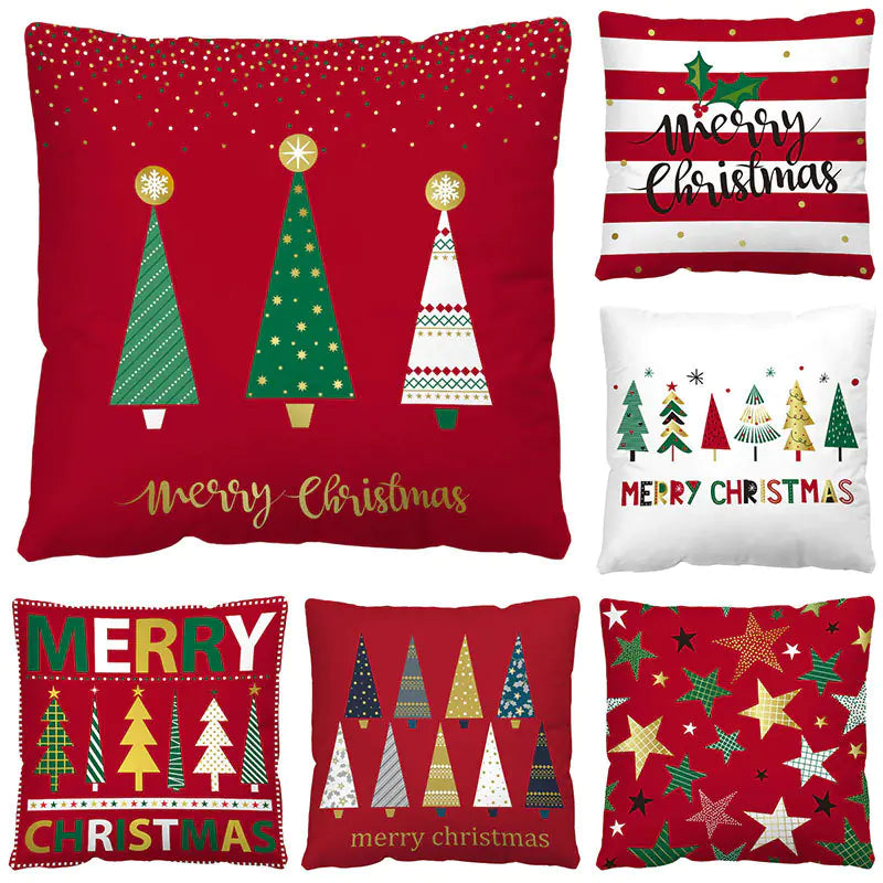 Plaid Christmas Pillow Cover for Sofa - Red & Black