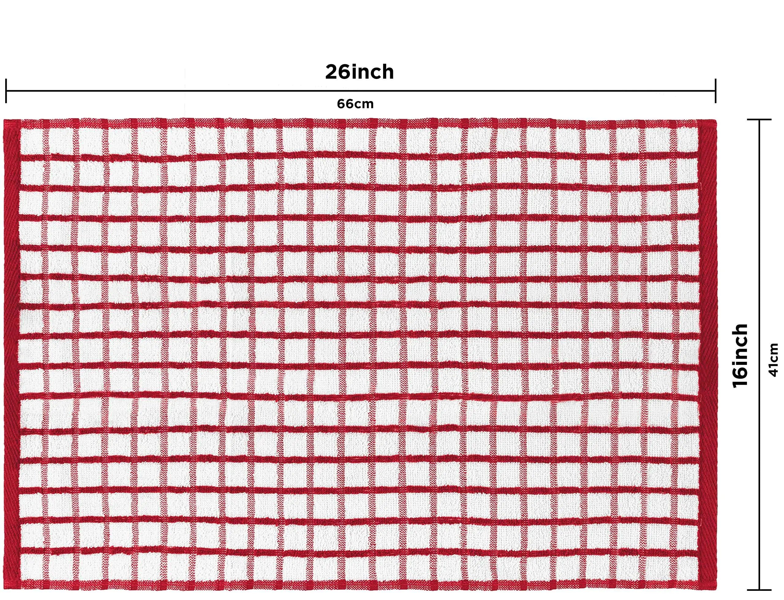 Premium Dish Towels with Hanging Loop 8 Pack 16x26 inch Red Color