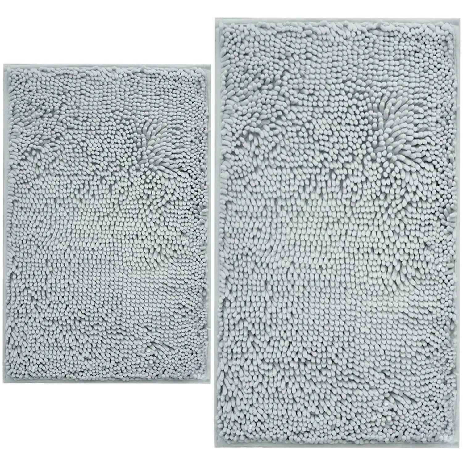 BOANKODU Rugs Sets 2 Piece (32x20 Inch + 24x16 Inch Light Grey)