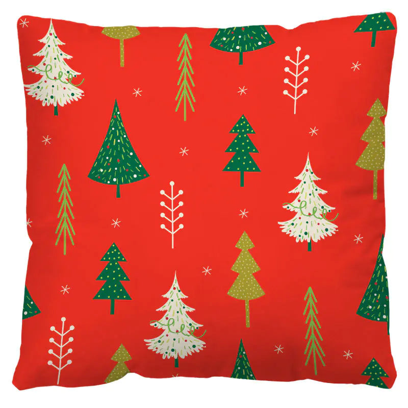 Plaid Christmas Pillow Cover for Sofa - Red & Black