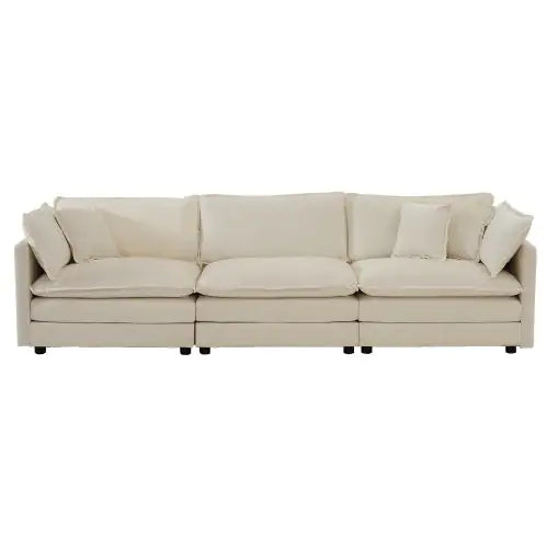 Mid-Century Modern Couch 3-Seater Sofa With Armrest Pillows