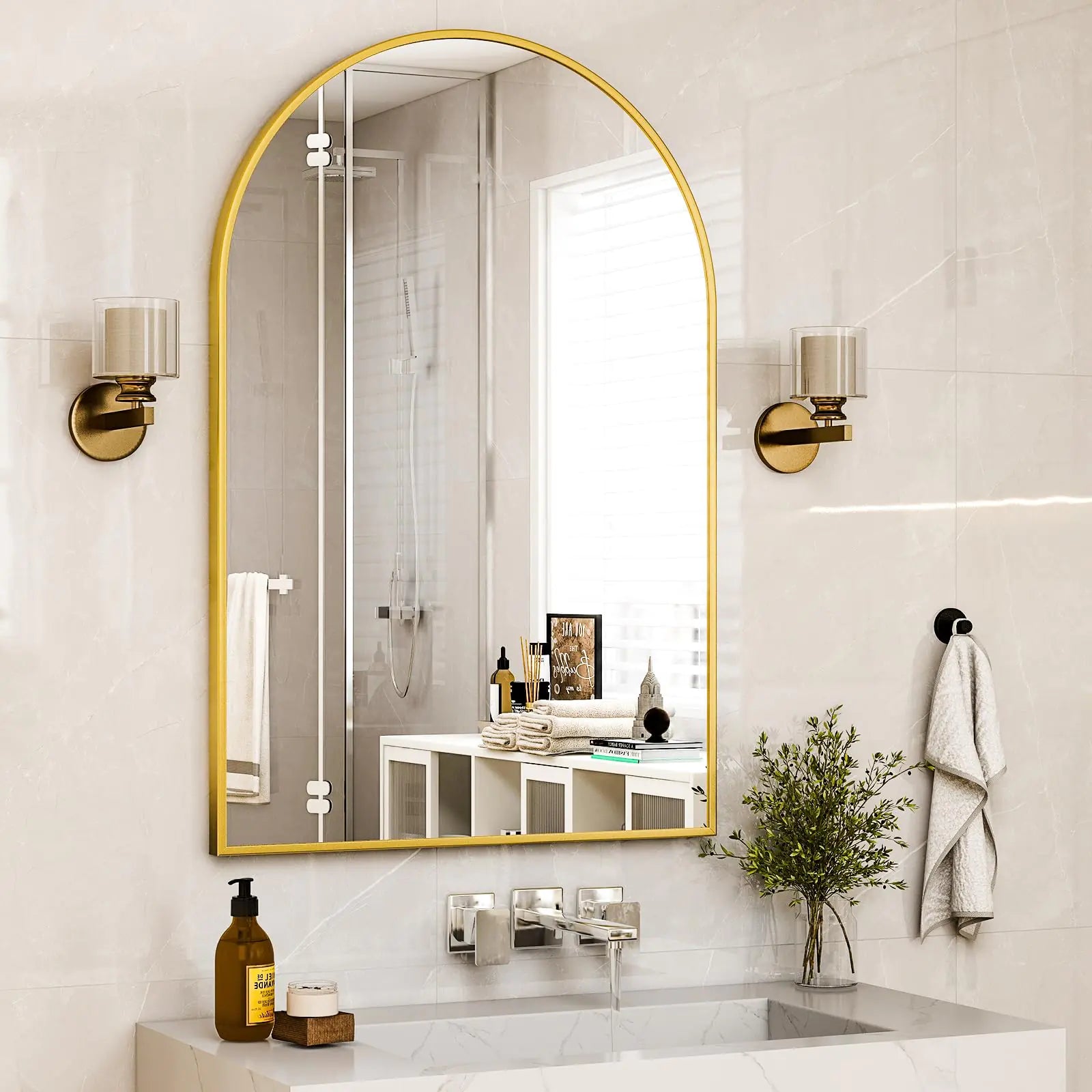 HARRITPURE 30"x40" Arched Bathroom Mirror