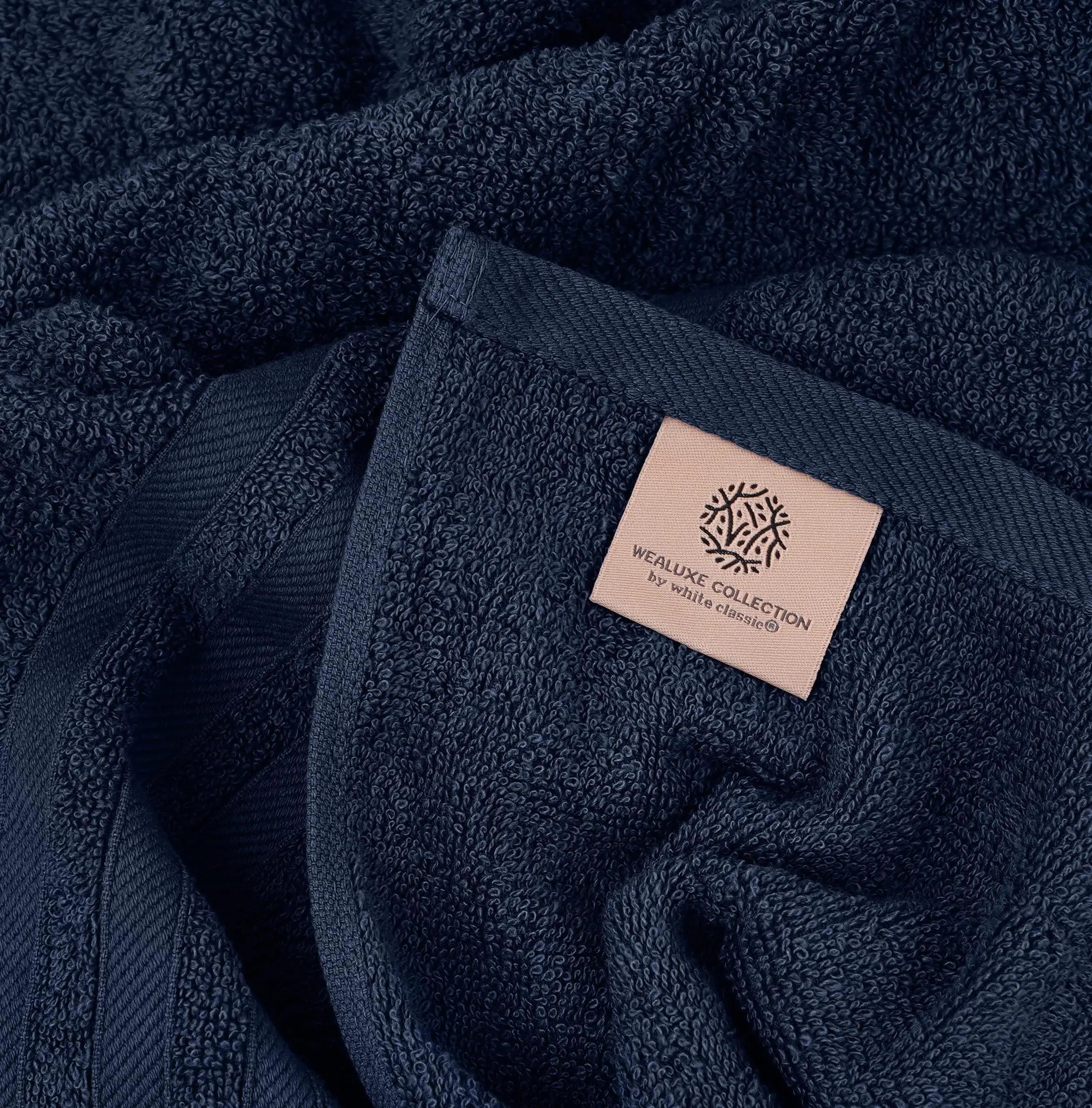 12 Pcs Bath Towel Set, Wealuxe Soft Navy Blue