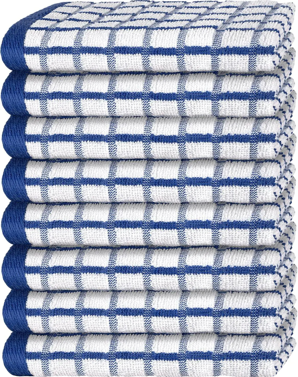 Premium Dish Towels with Hanging Loop 8 Pack 16x26in Blue