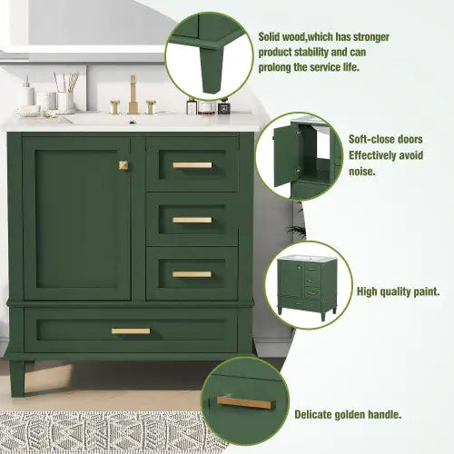 30" Modern Bathroom Cabinet With Sink Combo Set