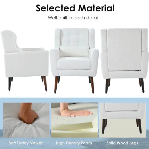 Modern Upholstered Chairs, Teddy Fabric White