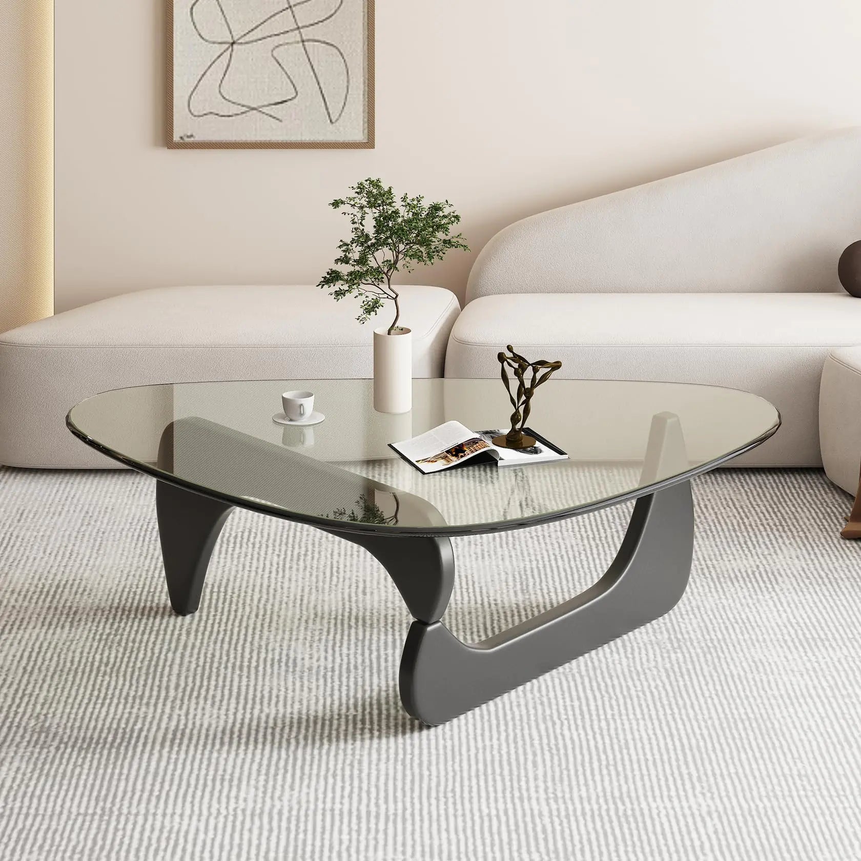 Triangle Coffee Table in Walnut Mid Century, Modern