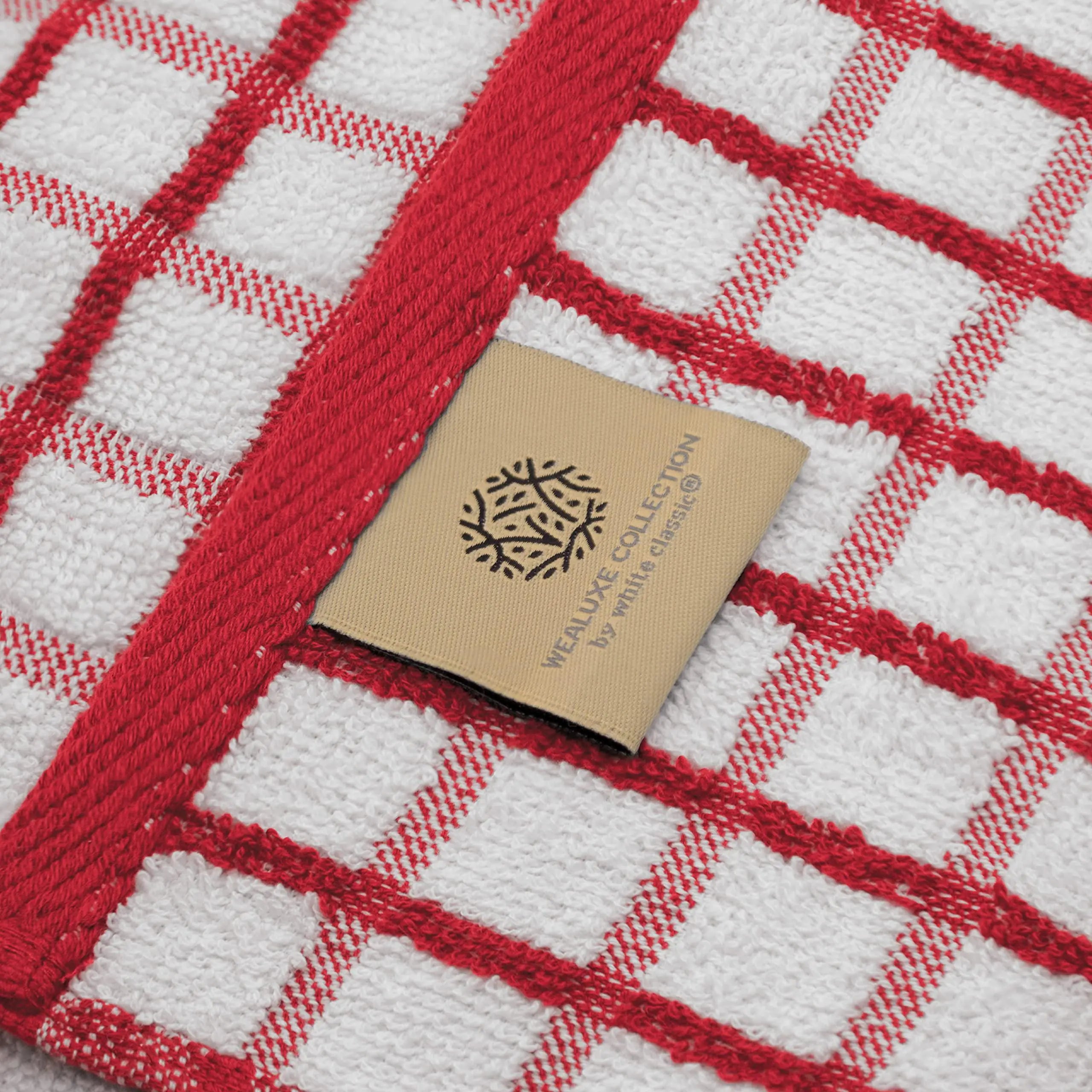 Premium Dish Towels with Hanging Loop 8 Pack 16x26 inch Red Color