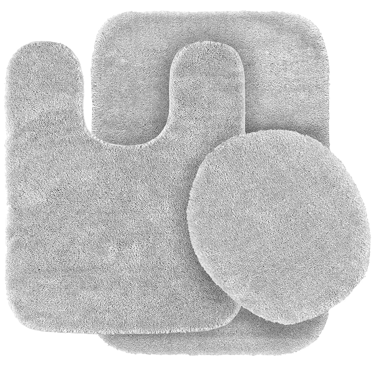 3pc Solid Non Slip Soft Bath Rug Set