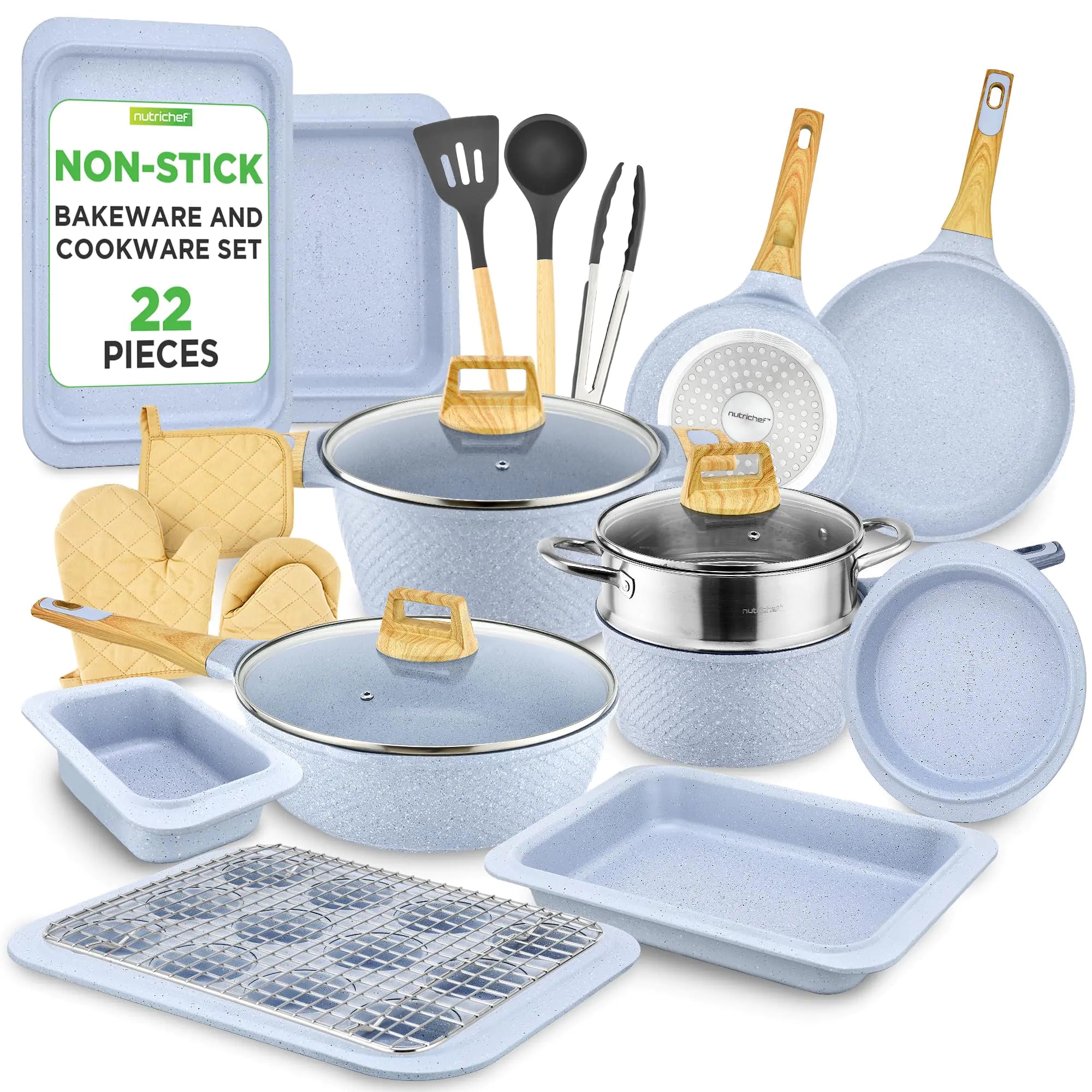 Nutrichef 22-Piece Cookware and Bakeware Set