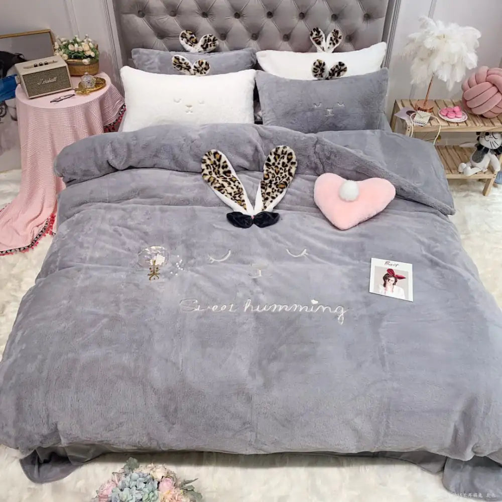 Longeared Cute Rabbit Series Bow Hair Ball Set (4pcs)