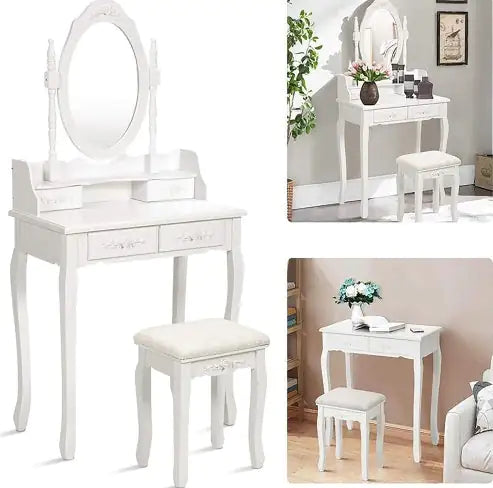 Vanity Table Set With 4 Drawer