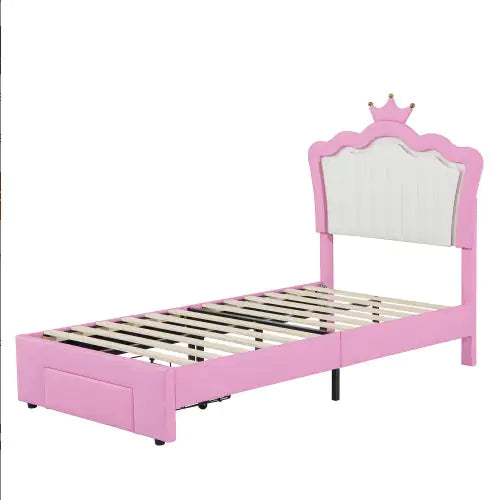 Twin Size Upholstered Bed Frame With LED Lights