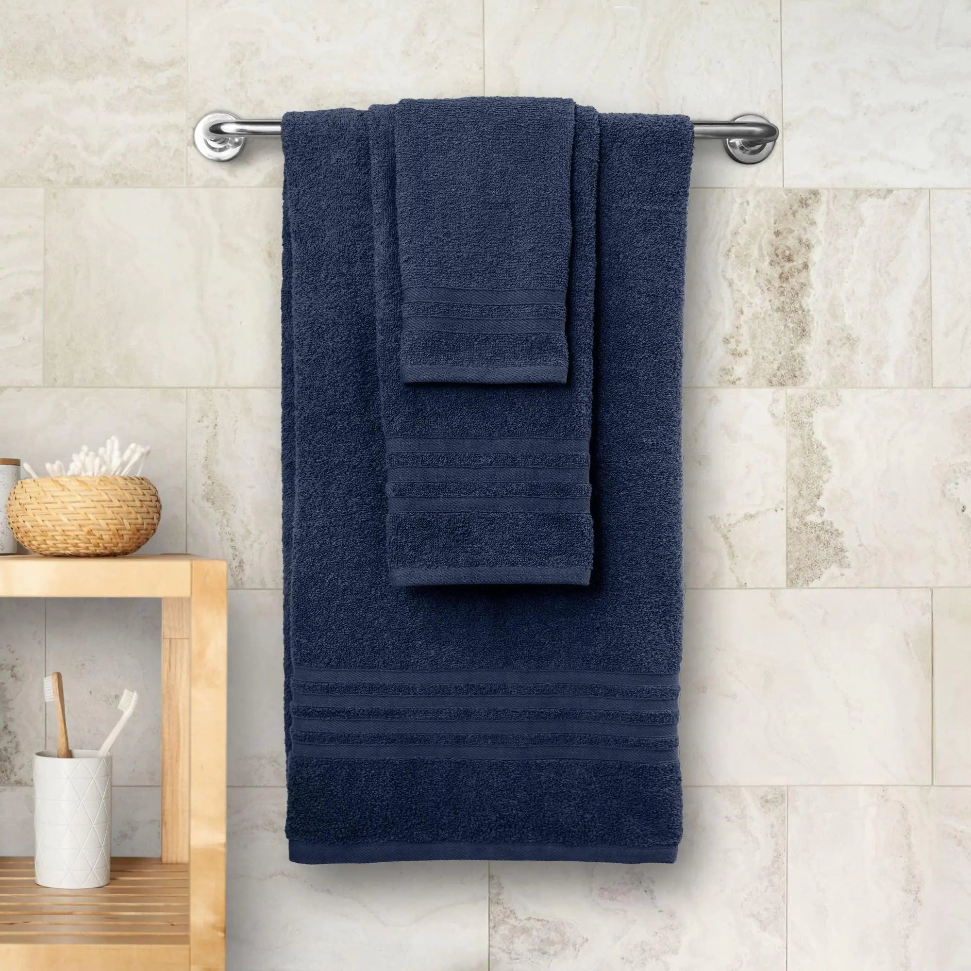 12 Pcs Bath Towel Set, Wealuxe Soft Navy Blue
