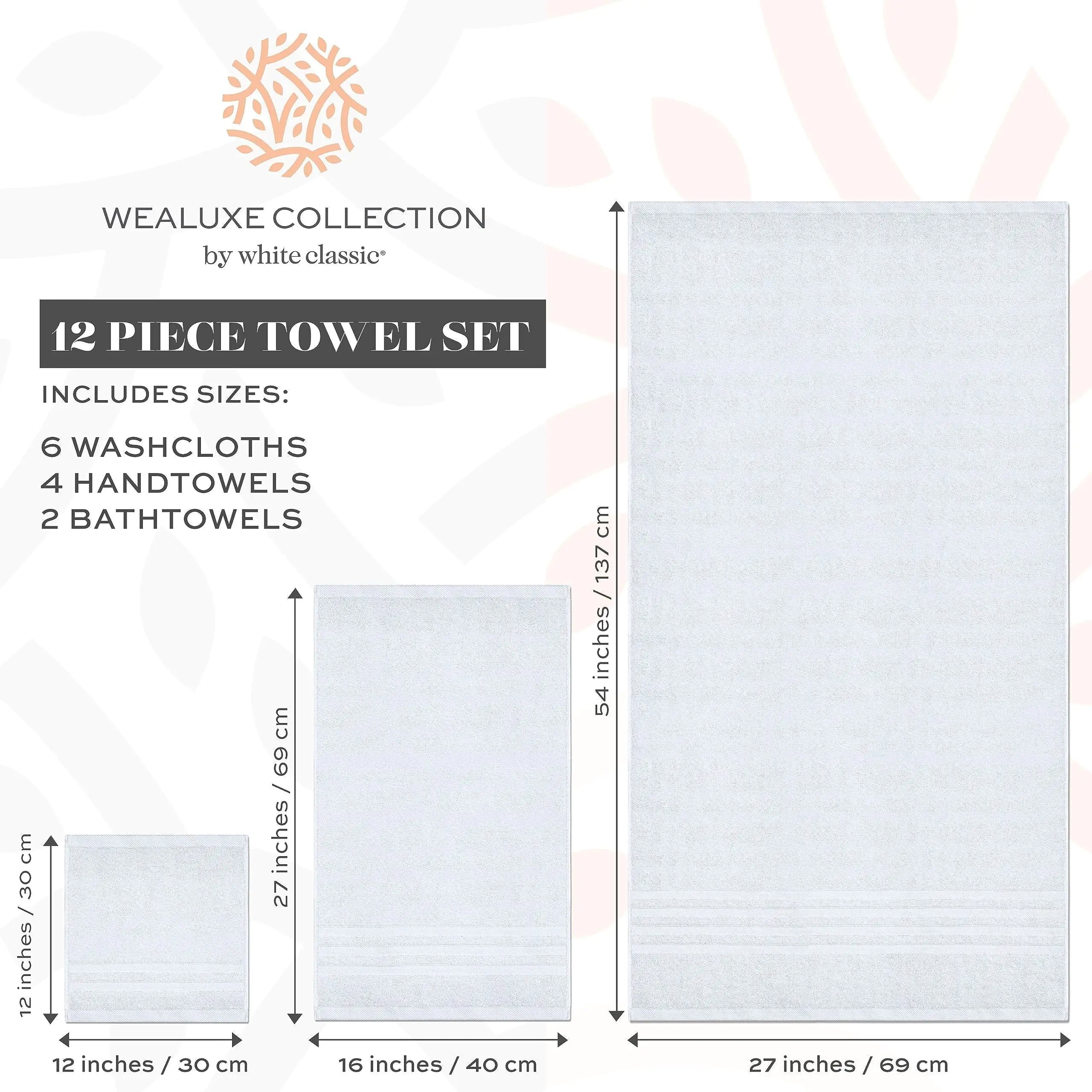 12 Pcs Bath Towel Set, Soft and Plush Highly Absorbent