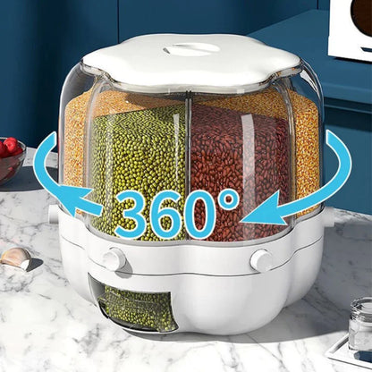 Large 360° Rotating Food Storage Container for Kitchen