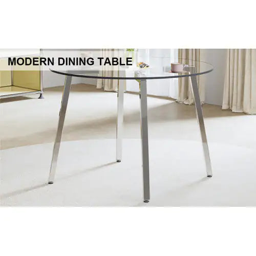 Modern Minimalist Style Round Transparent Tempered Glass Table