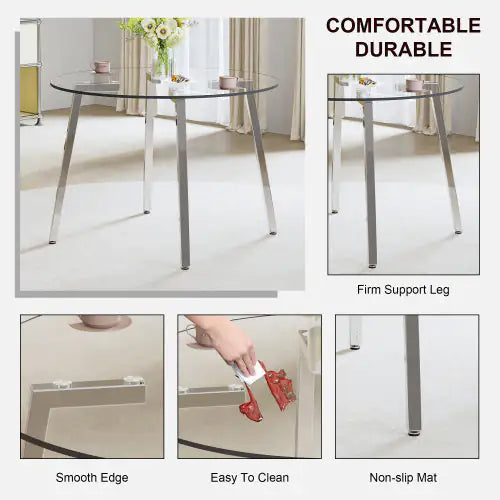 Modern Minimalist Style Round Transparent Tempered Glass Table