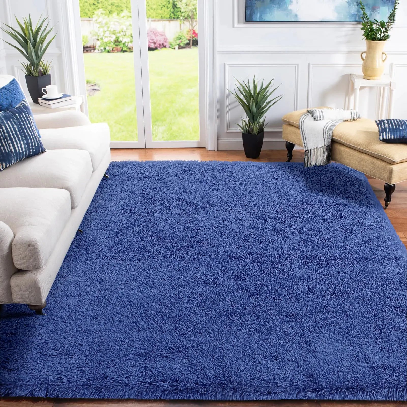 XSIVOD Blue Shaggy Rugs 3x5 Feet