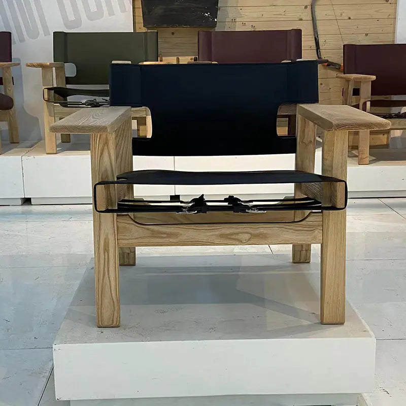 Spanish Chair Solid Wood Vintage Leather Sofa Chair