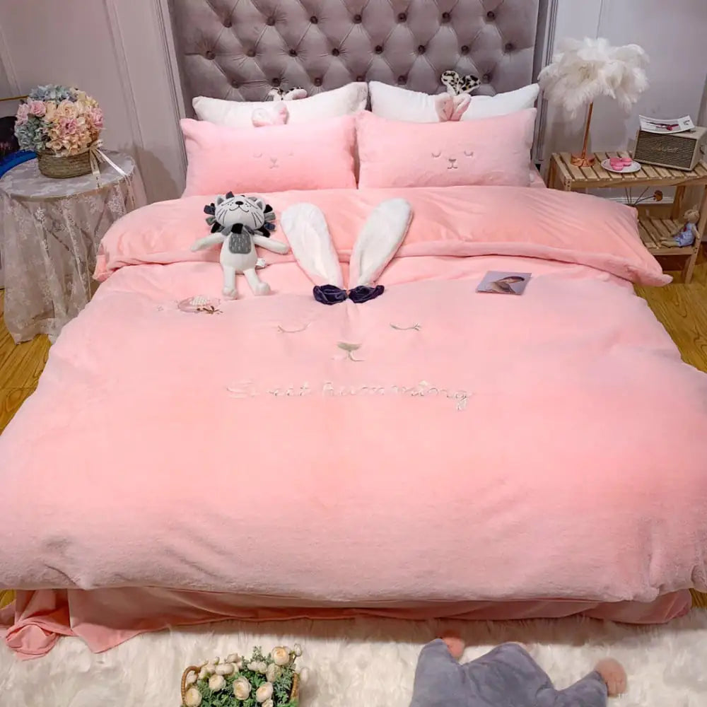 Longeared Cute Rabbit Series Bow Hair Ball Set (4pcs)