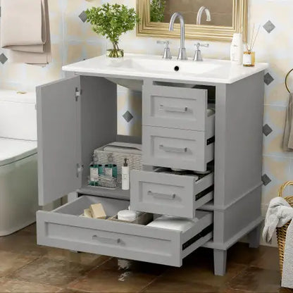 30" Modern Bathroom Cabinet With Sink Combo Set