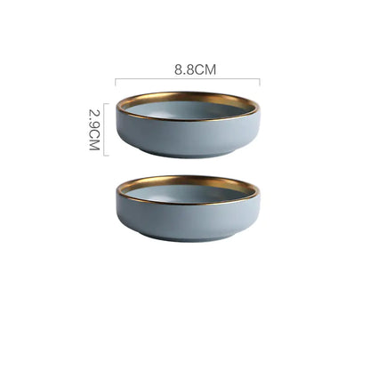 Nordic Gold Trim Ceramic Dinnerware Set (Plates & Bowls)