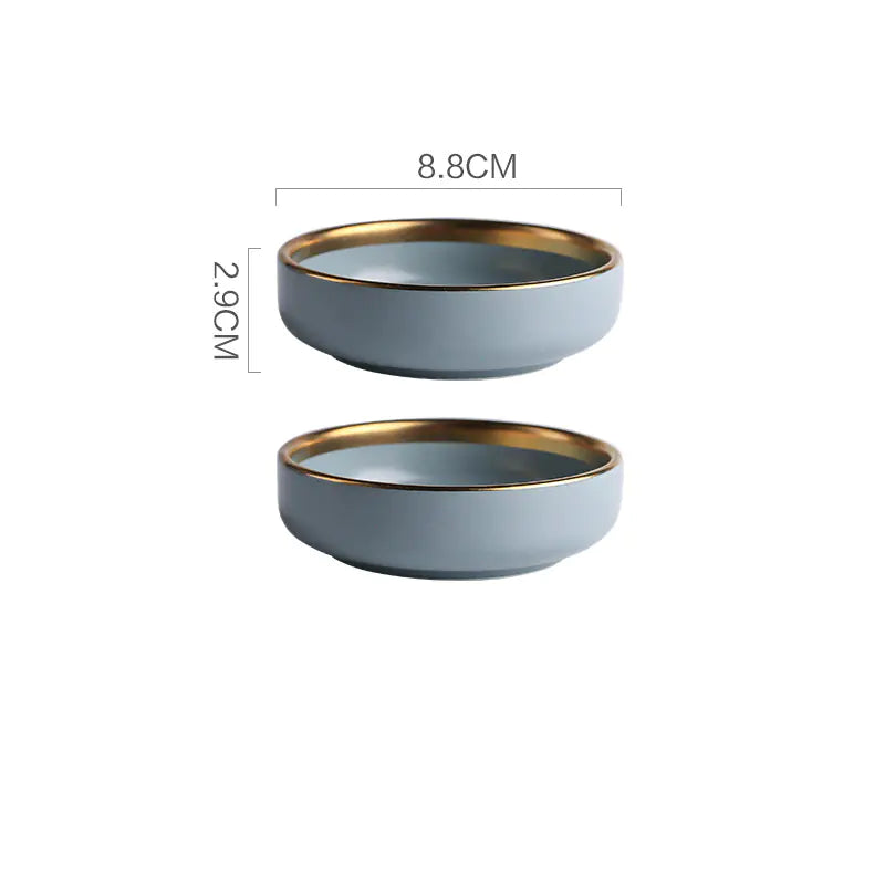 Nordic Gold Trim Ceramic Dinnerware Set (Plates & Bowls)