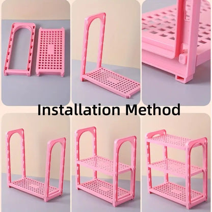 Three-Layer Adjustable Bathroom Cosmetic Storage Rack