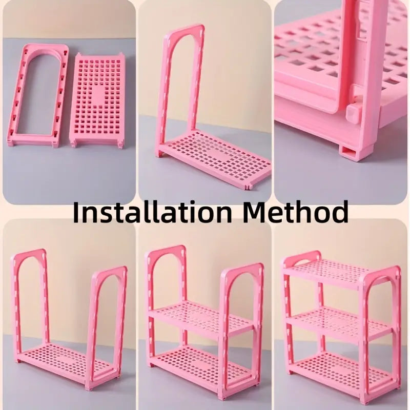 Three-Layer Adjustable Bathroom Cosmetic Storage Rack