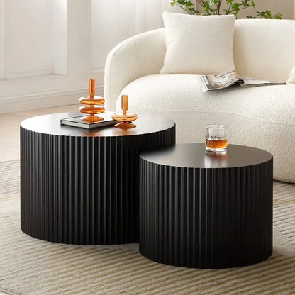 WILLIAMSPACE Black Round Coffee Table Set of 2