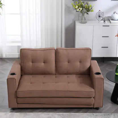 3-in-1 Upholstered Futon Sofa Convertible Sofa Bed