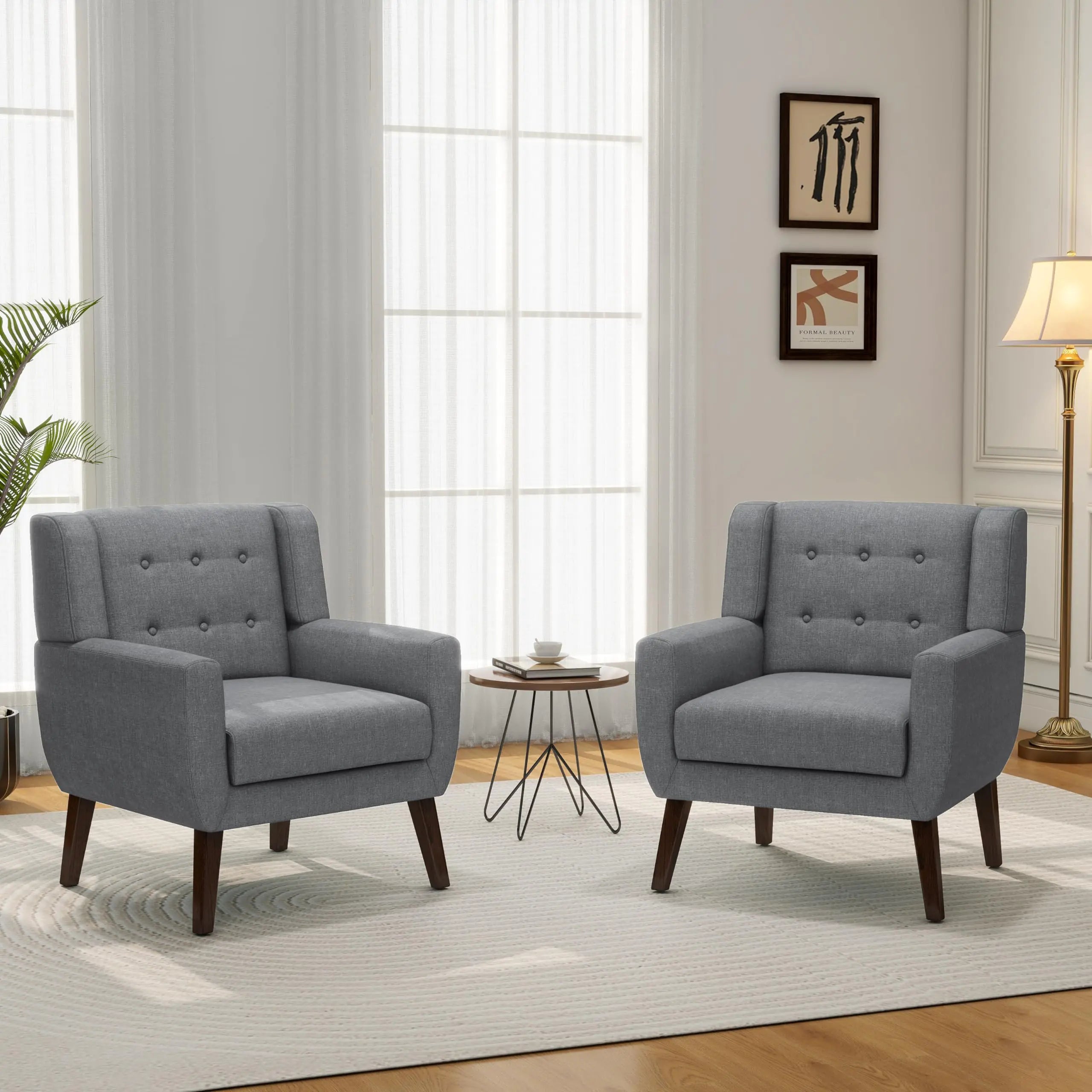 Accent Chair Mid-Century Modern Fabric Chairs
