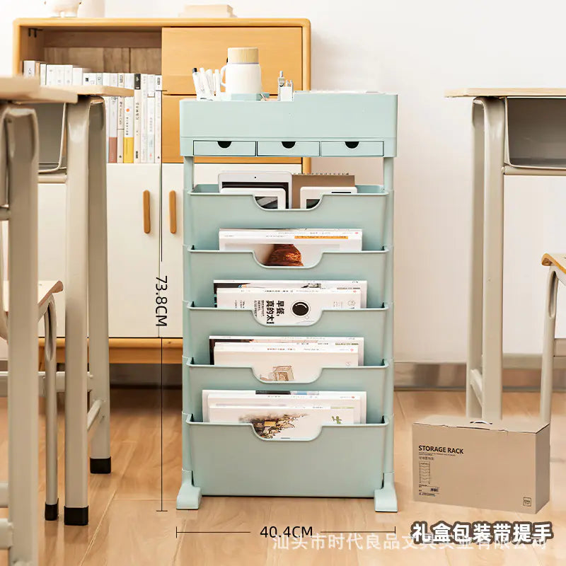 Mobile Plastic Desk Edge Bookshelf and Organizer