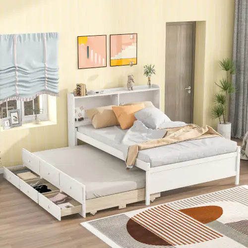 Full Bed With Bookcase, Twin Trundle