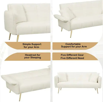 Convertible Double Sofa Bed With Folding Armrests