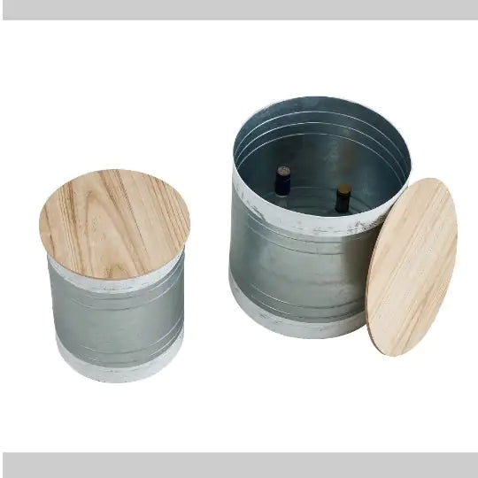 Farmhouse Rustic Metal Accent Cocktail Table, Set Of 2