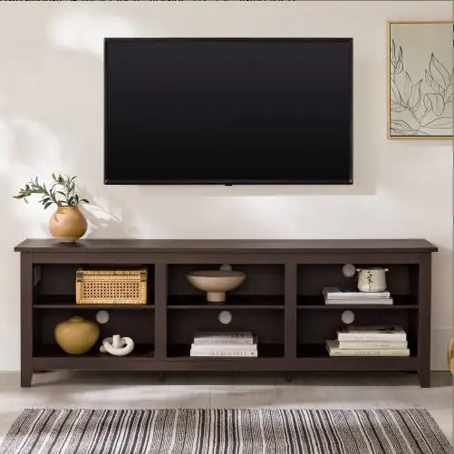 Modern Transitional 3-Shelf Open Storage TV Stand For Espresso