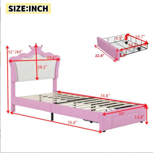 Twin Size Upholstered Bed Frame With LED Lights
