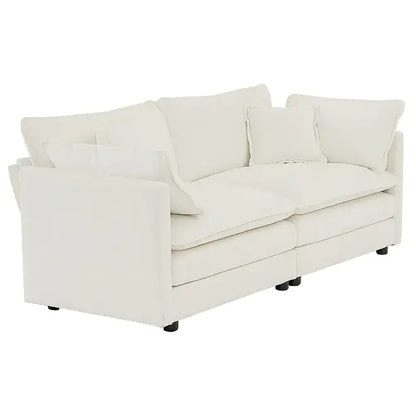 Modern Fabric Double Sofa With 4 Pillows