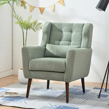 Modern Upholstered Chairs, Teddy Fabric Light Green