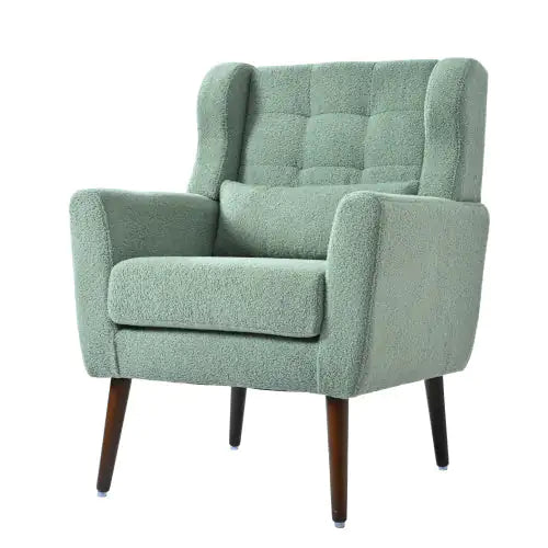 Modern Upholstered Chairs, Teddy Fabric Light Green