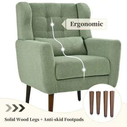 Modern Upholstered Chairs, Teddy Fabric Light Green